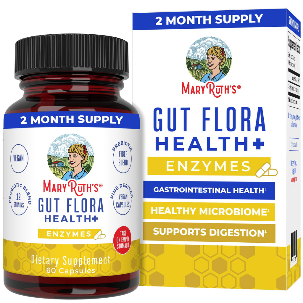 MARYRUTH'S Gut Flora Health+ Enzymes, Gastrointestinal Health, 60 Capsules