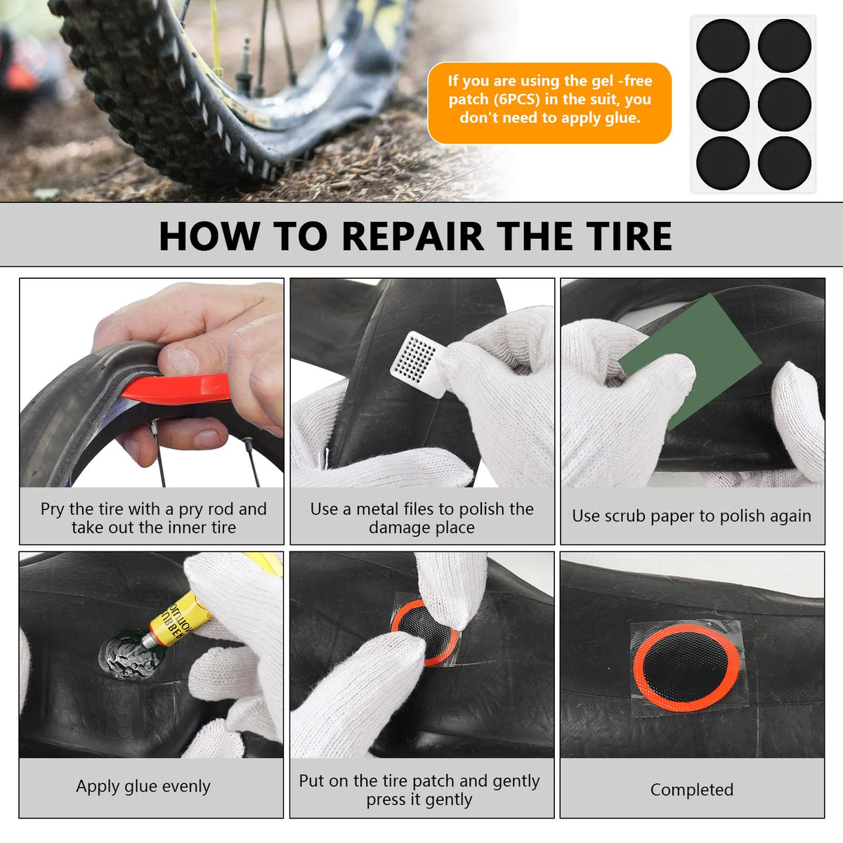 80pcs Bike Tire Repair Kit, Self-Adhesive Bike Tire Patch Kit