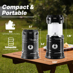 Lichamp Collapsible Portable Solar Camping Lantern, USB Rechargeable LED Flashlight - Survival Kits for Power Outages Hurricane Supplies Emergency, Indoor & Outdoor, 4-Pack