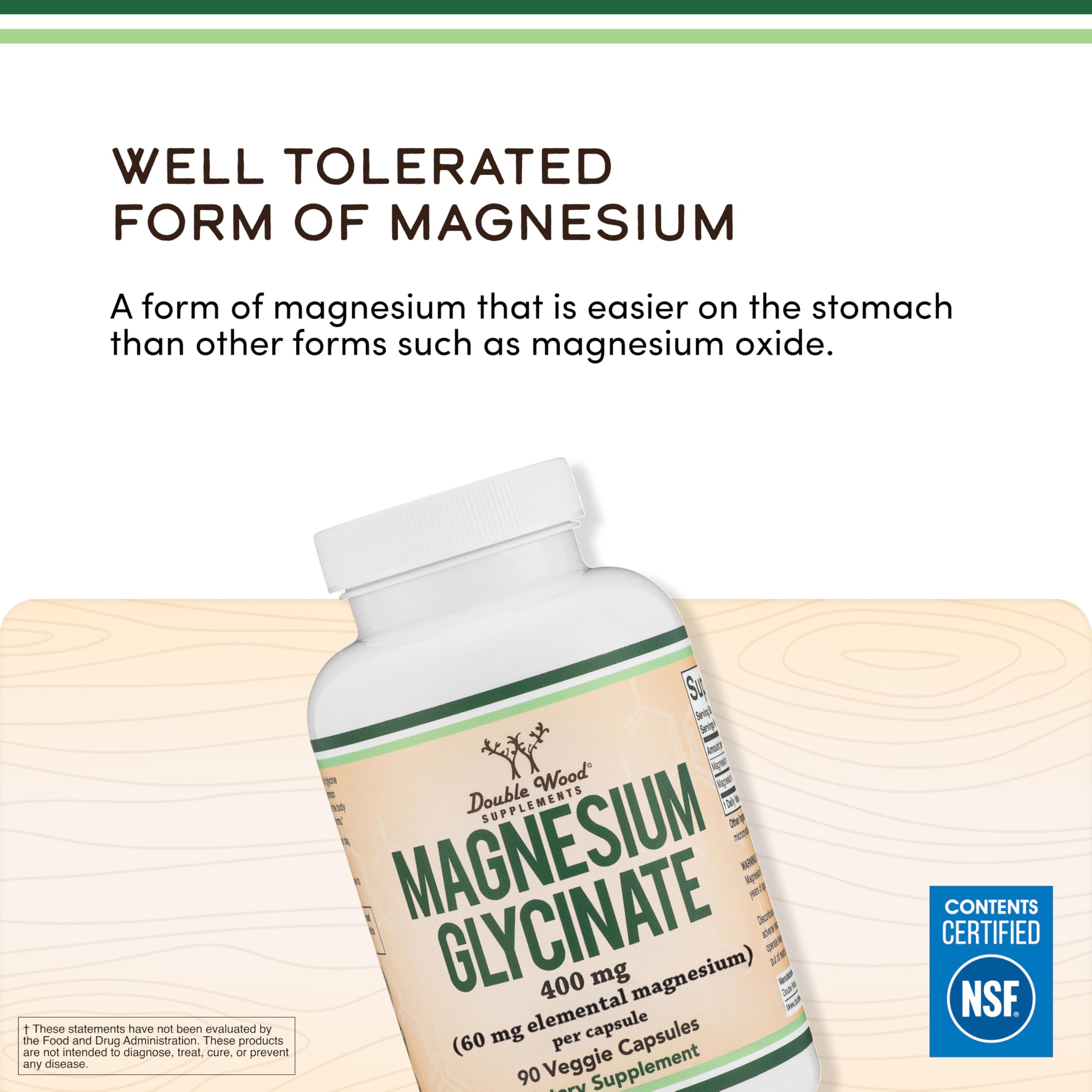 Magnesium Glycinate 400mg for Relaxation, Recovery + Mood, 90 Capsules | Highly Bioavailable Bisglycinate, Magnesium Supplement with 60mg Elemental Magnesium, Gentle on Stomach, Third-Party Tested