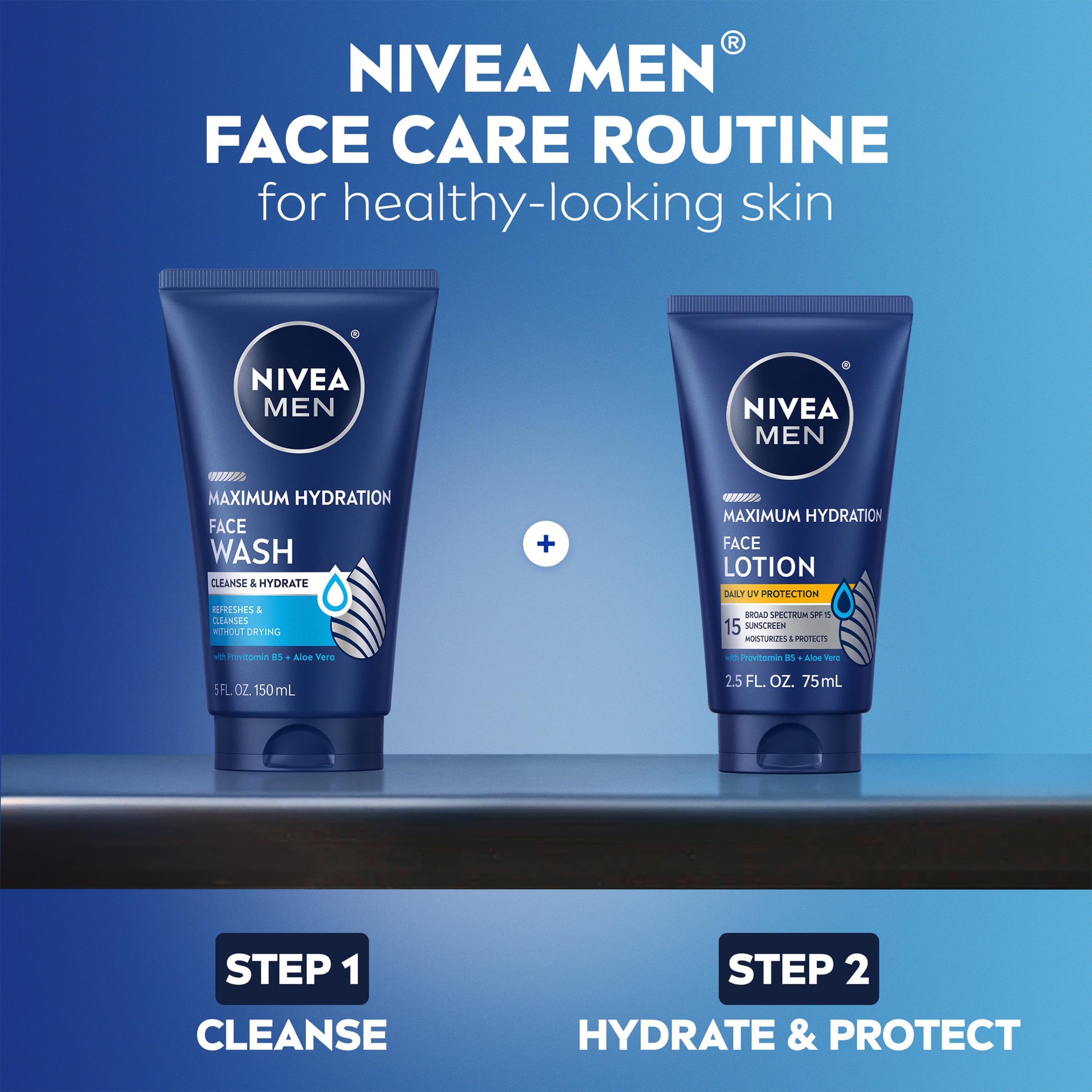NIVEA MEN Maximum Hydration Face Wash, Provitamin B5 and Aloe Vera, 5 FL OZ | Hydrating Face Wash for Men, Provitamin B5 and Aloe Vera, Refreshes and Cleanses without Drying, Dermatologically Tested