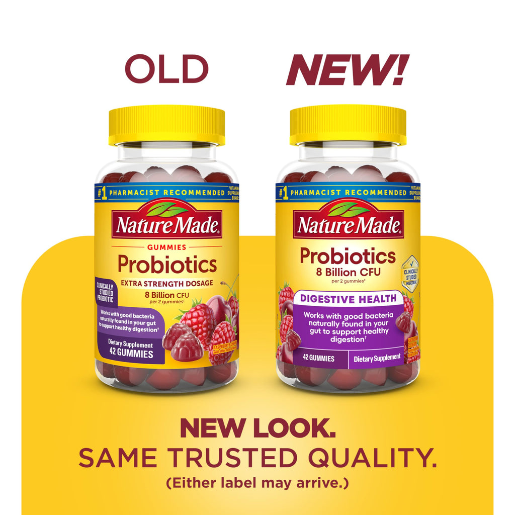Nature Made Probiotics for Women and Men, 42 Probiotic Gummies | Probiotics with 8 Billion CFU Per 2 Probiotic Gummies, Support Healthy Digestion, Raspberry & Cherry Flavors, 21 Day Supply