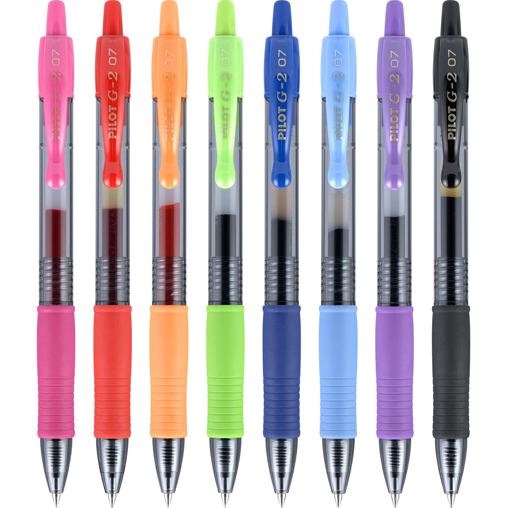 PILOT G2 Premium Gel Ink Pens, Fine Point 0.7mm, Assorted Inks, 8 Count