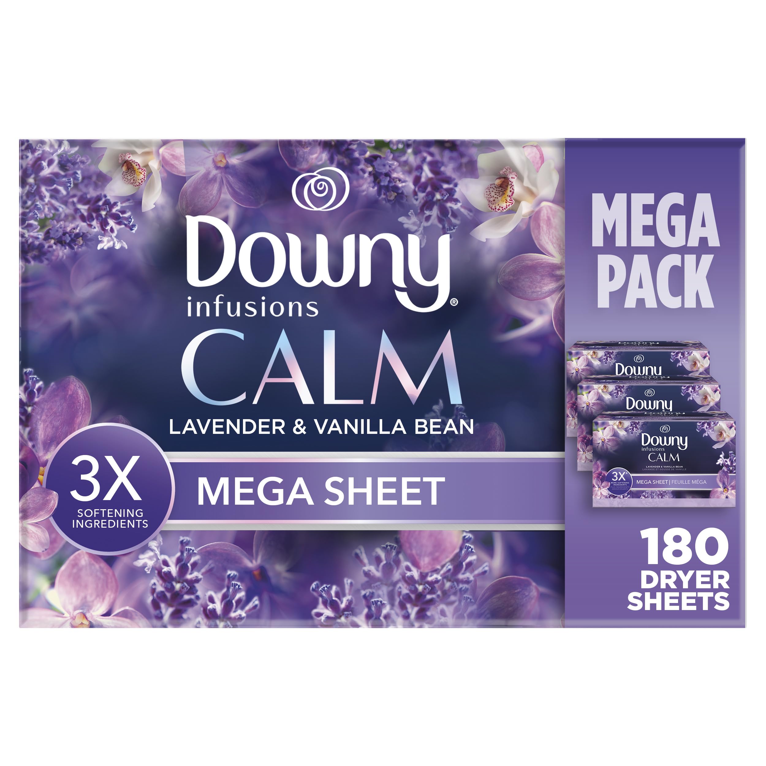 Buy now Downy Infusions Dryer Sheets Laundry Fabric Softener, Calm Scent, Lavender & Vanilla Bean, 200 Count at indiglob india