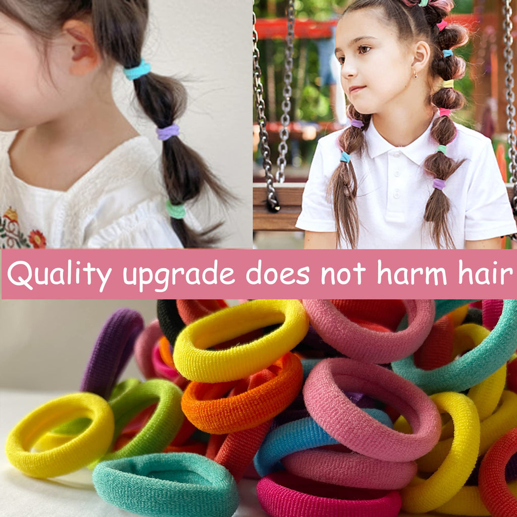 100 Pcs Baby Hair Ties, Cotton Ponytail Holders, No Damage Elastics | Cotton Toddler Hair Ties for Girls and Kids, Multicolor Small Soft No Damage Hair Elastics Ponytail Holders(10Colors)