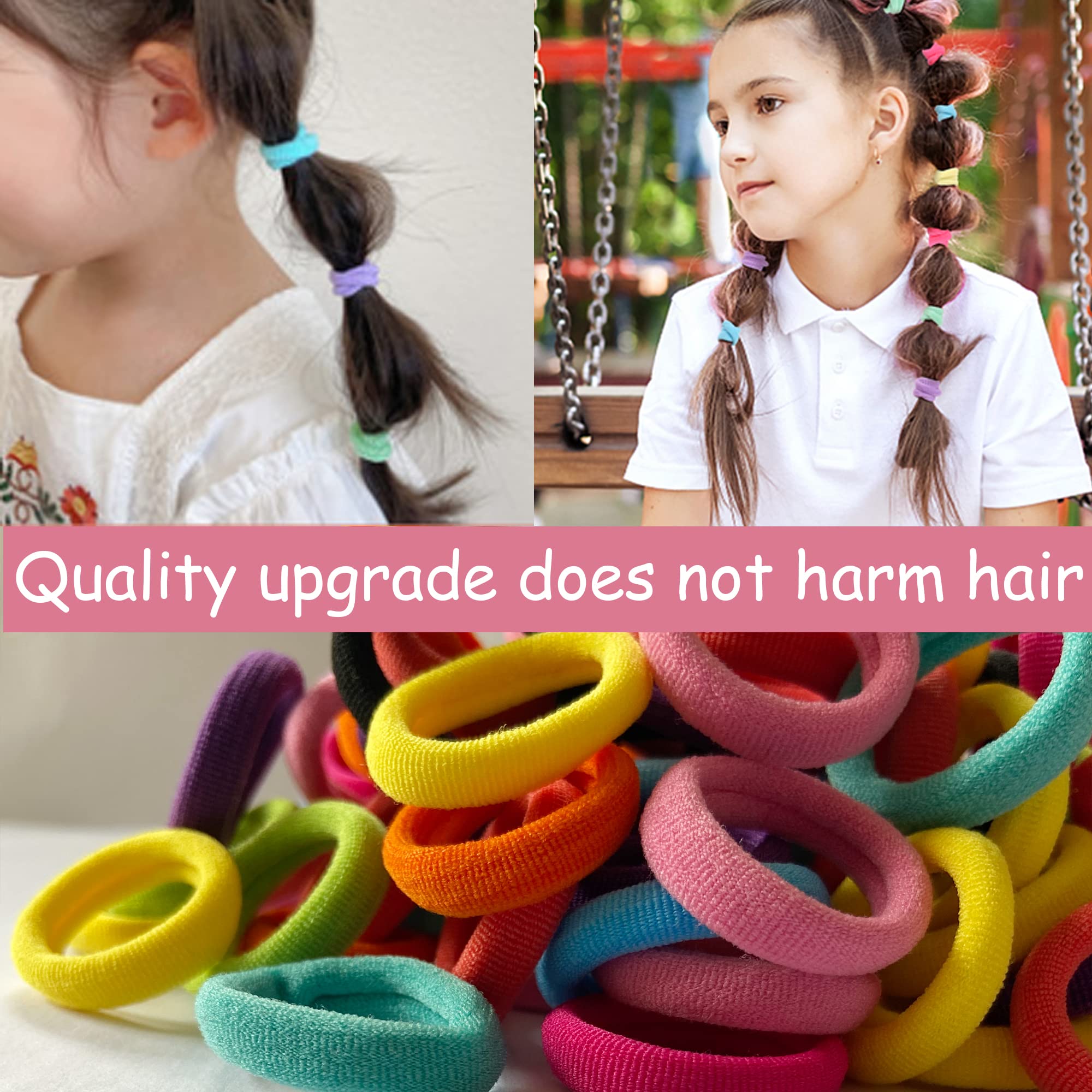 100 Pcs Baby Hair Ties, Cotton Ponytail Holders, No Damage Elastics | Cotton Toddler Hair Ties for Girls and Kids, Multicolor Small Soft No Damage Hair Elastics Ponytail Holders(10Colors)