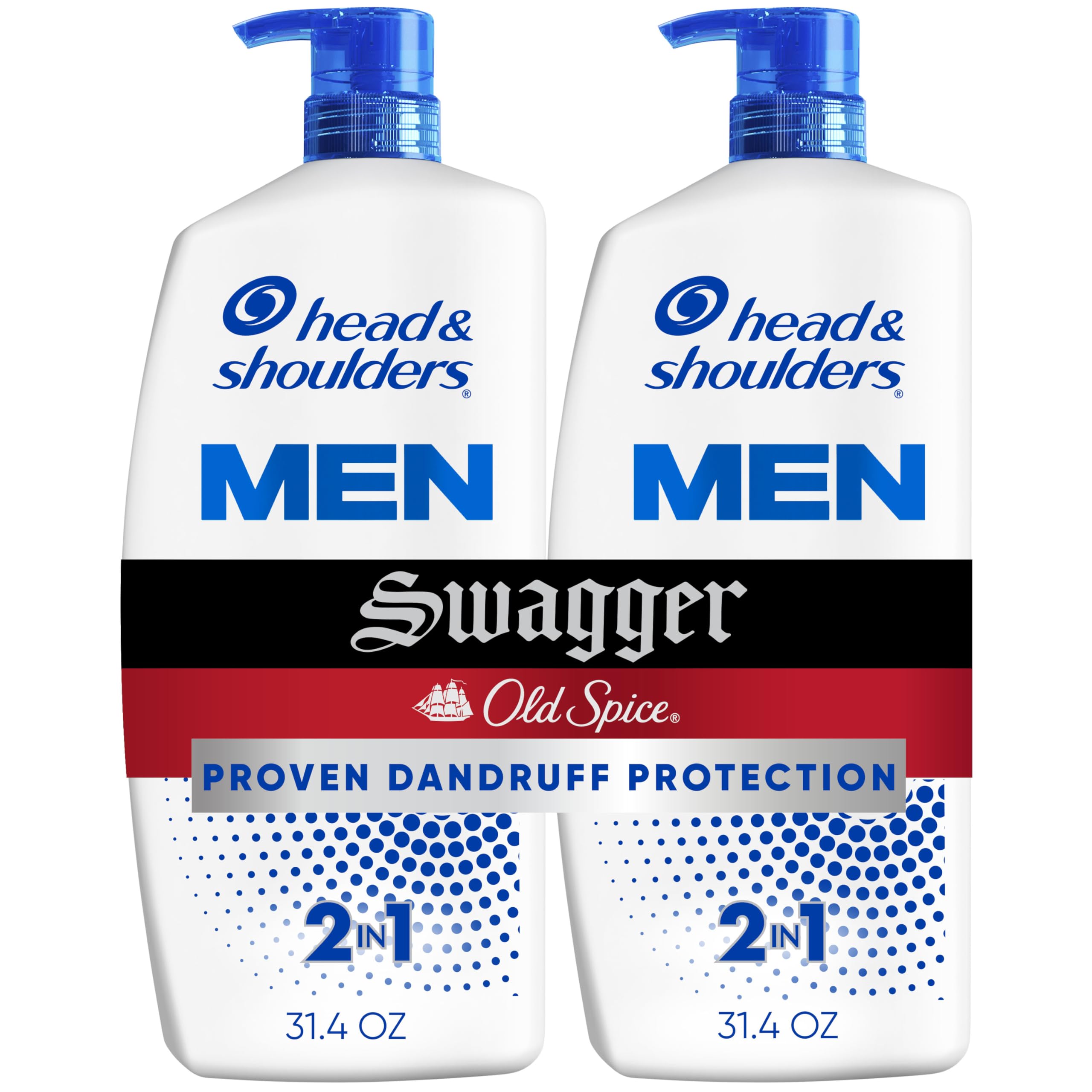 Head & Shoulders Old Spice Pure Sport 2-in-1 Anti-Dandruff Shampoo and Conditioner Twin Pack, 72-Hour Protection, 31.4 fl oz Each