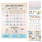 The Peanutshell Learning Calendar Wall Chart - Homeschool Supplies, Interactive Pocket Chart for Toddlers & Kids - Preschool Learning Activity Board, Circle Time Board for Classroom - Good Day