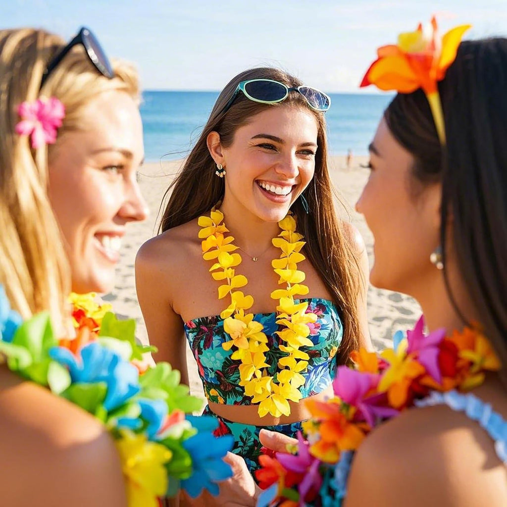 Buy now 36 Counts Hawaiian Leis Necklace Tropical Luau Hawaii Silk Flower Lei Theme Party Favors Wreaths Headbands Holiday Wedding Beach Birthday Decorations (3 Dozens) at indiglob india