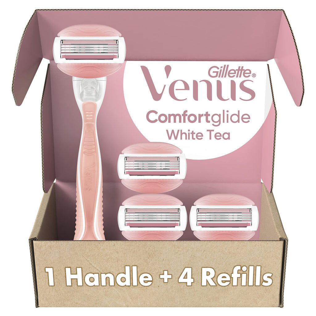 Gillette Venus ComfortGlide White Tea Women's Razor 1 Handle + 4 Blade Refills