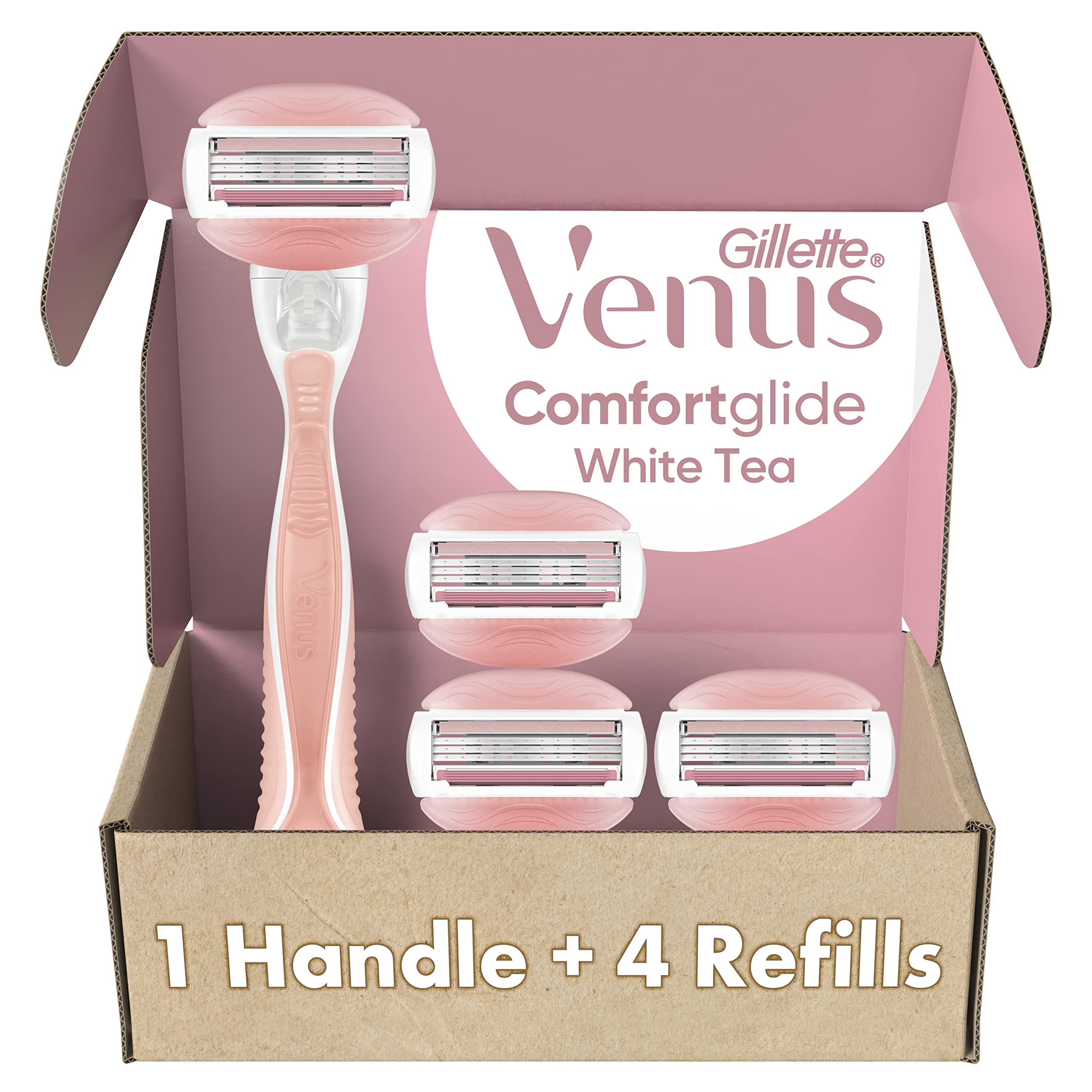Gillette Venus ComfortGlide White Tea Women's Razor 1 Handle + 4 Blade Refills