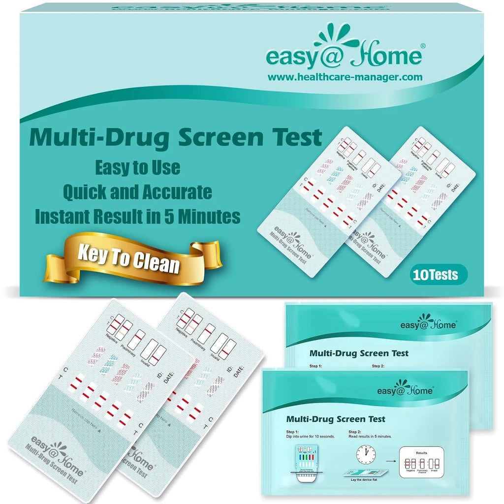 Buy now Easy@Home Multi-Drug Screen Test: 10 Pack Urine Drug Tests Kit, Testing BZO/COC/THC/MET/MOR/OXY/BAR/BUP/MTD/TCA, Instant Drugs Test Including Marijuana Test, #EDOAP-7104 at indiglob india