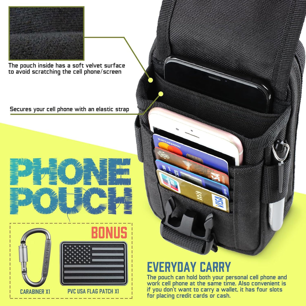 Buy now WYNEX Tactical Compass Phone Pouch, Large Molle Smartphone Holster Case Double Capacity Small Utility EDC Pouch with Compass Buckle and Carabiner at indiglob india