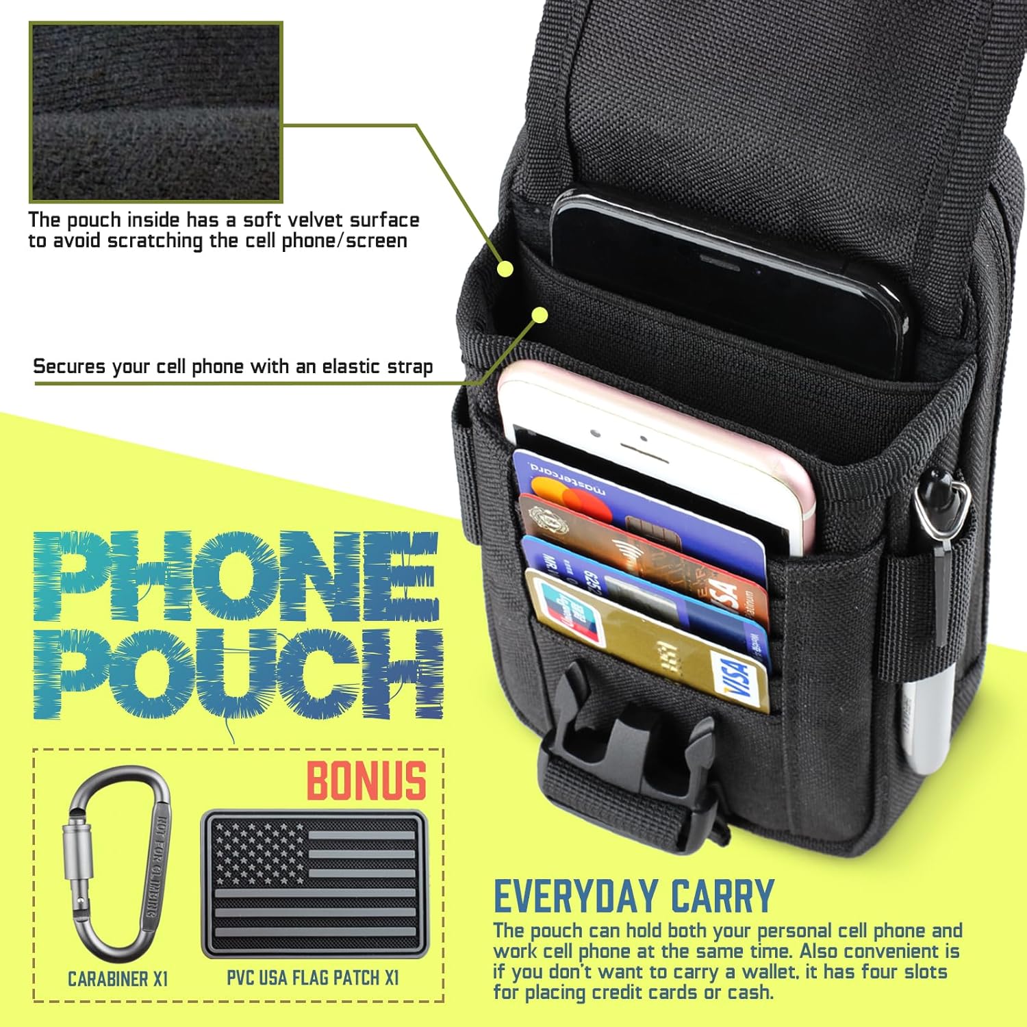 Buy now WYNEX Tactical Compass Phone Pouch, Large Molle Smartphone Holster Case Double Capacity Small Utility EDC Pouch with Compass Buckle and Carabiner at indiglob india