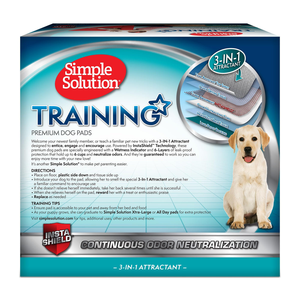 Simple Solution Large Puppy Training Pads, Leak Proof, 23"x24" 100 Count