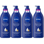 NIVEA Essentially Enriched Body Lotion, Value Pack, 2 x 16.9 FL OZ | Hydrating Body Lotion with Hyaluronic Acid, Almond Oil and Deep Nourishing Serum, For Dry to Very Dry Skin,72-Hour Moisture