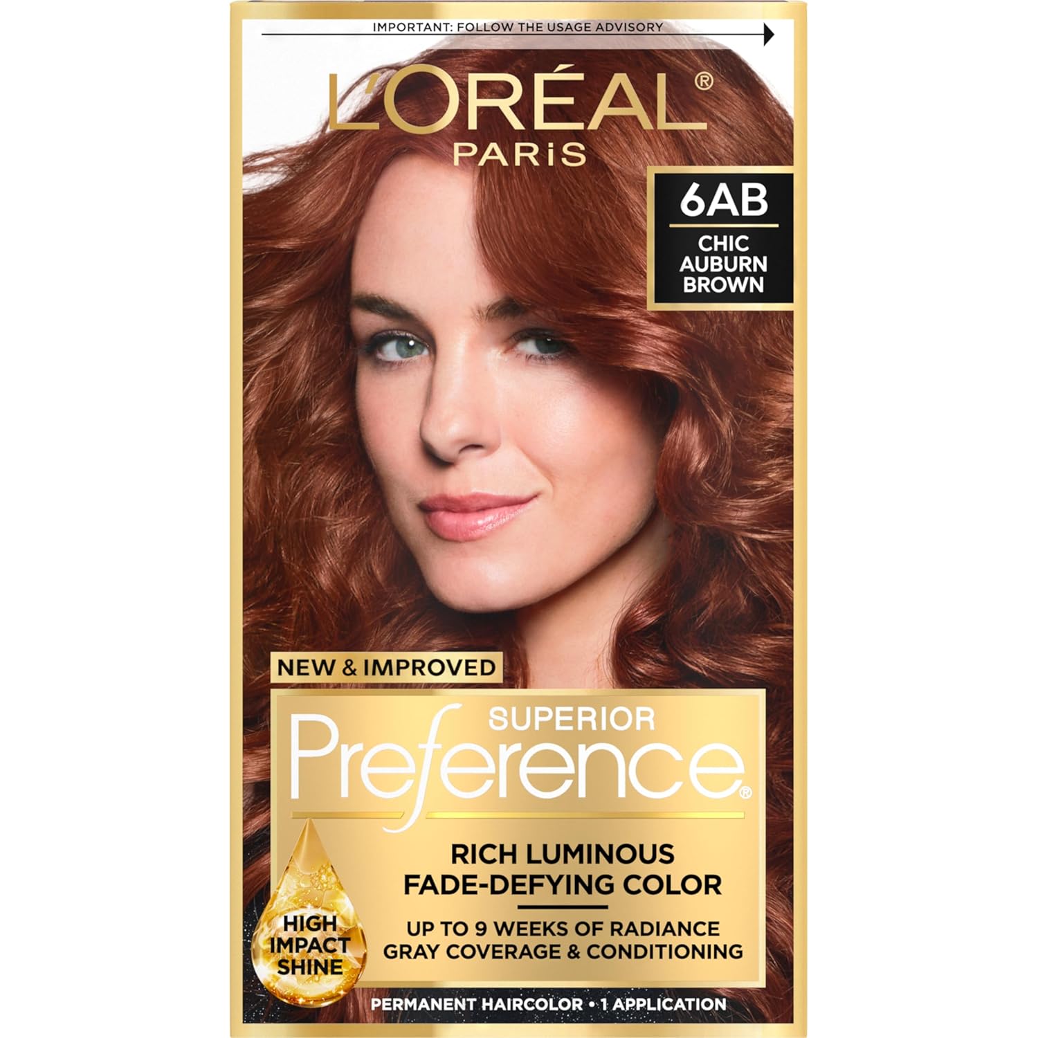 Buy now L'Oreal Paris Superior Preference Luminous Fade-Defying Permanent Hair Color, Hair Dye For Up to 9 Weeks of Radiance, Light Ash Blonde 9A, 1 Hair Dye Kit 6AB Chic Auburn Brown 1 Count (Pack of 1) at indiglob india