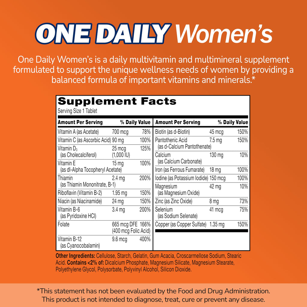 21st Century One Daily Women's Multivitamin Tablets, 100 Count | Complete Daily Multivitamin & Multimineral, Compare VS. One A Day® Women's, Women with 16 Essential Nutrients for Energy