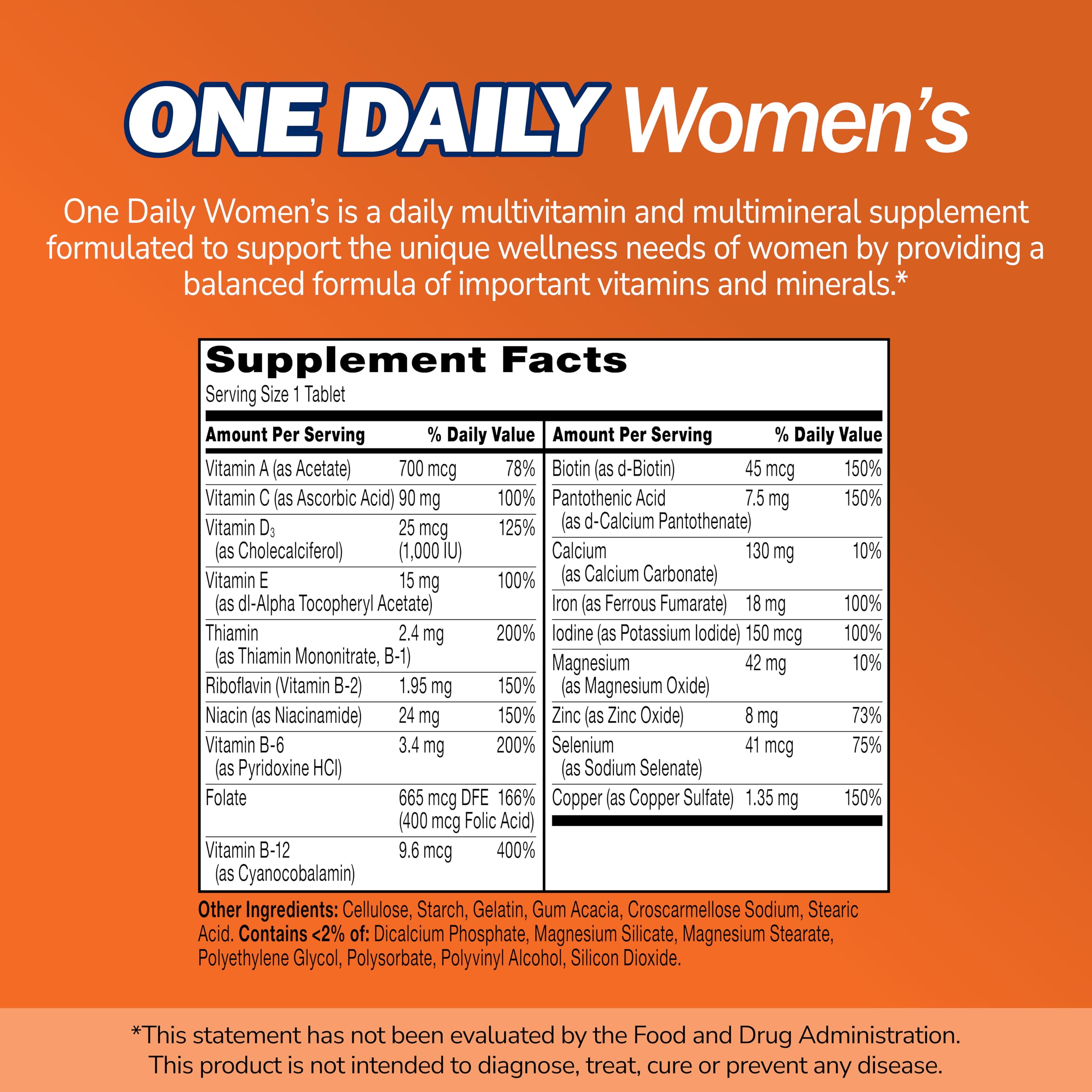 21st Century One Daily Women's Multivitamin Tablets, 100 Count | Complete Daily Multivitamin & Multimineral, Compare VS. One A Day® Women's, Women with 16 Essential Nutrients for Energy