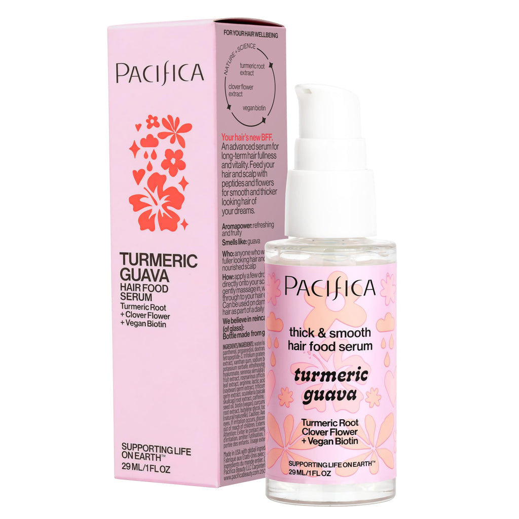 Pacifica Invisible Calming Hair Serum, Frizz Control & Hair Thickening Treatment - Turmeric & Guava Leave-In Scalp Serum with Peptides, Biotin & Caffeine 1 fl oz, Vegan & Cruelty-Free