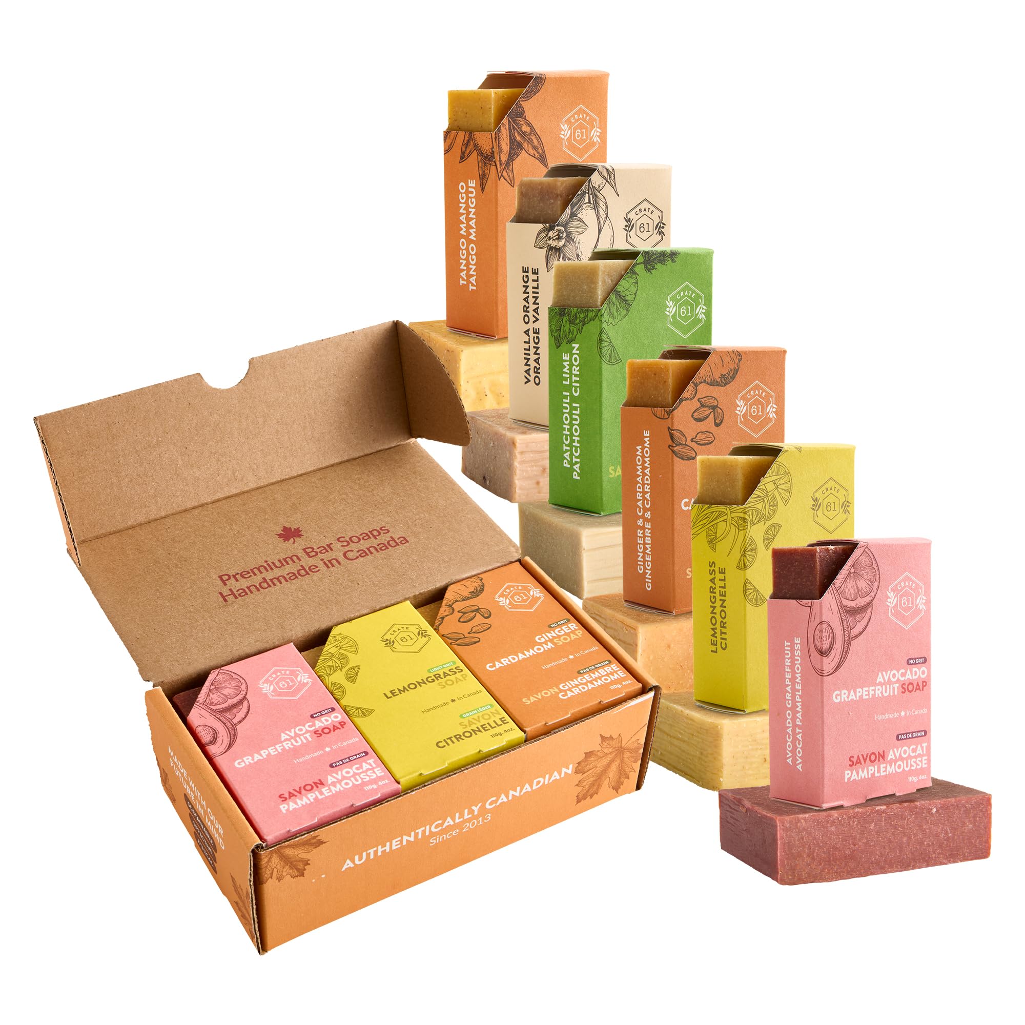 Buy now Crate 61 Organics, Handmade in Canada, Plant Based Cold Process Natural Bar Soap, With Premium Essential Oils, Dry Skin, Pack of 6 (For Him) Citrus at indiglob india