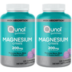 Qunol Magnesium Citrate Gummies 200mg, Vegetarian, Gluten-Free, 120ct | Support Nerve, Bone & Muscle Health, Cognitive Performance, Positive Mood, Healthy Stress Response, Restful Sleep; Non-GMO