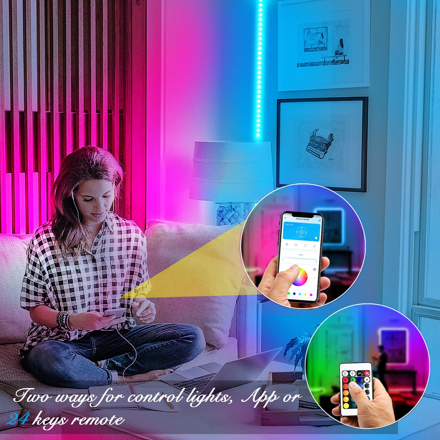 Buy now DAYBETTER Led Strip Lights 100 ft Smart with App Remote Control, 5050 RGB for Bedroom, Living Room, Home Decoration, Music Sync Color Changing for Room Party(2 Rolls of 50 ft) at indiglob india