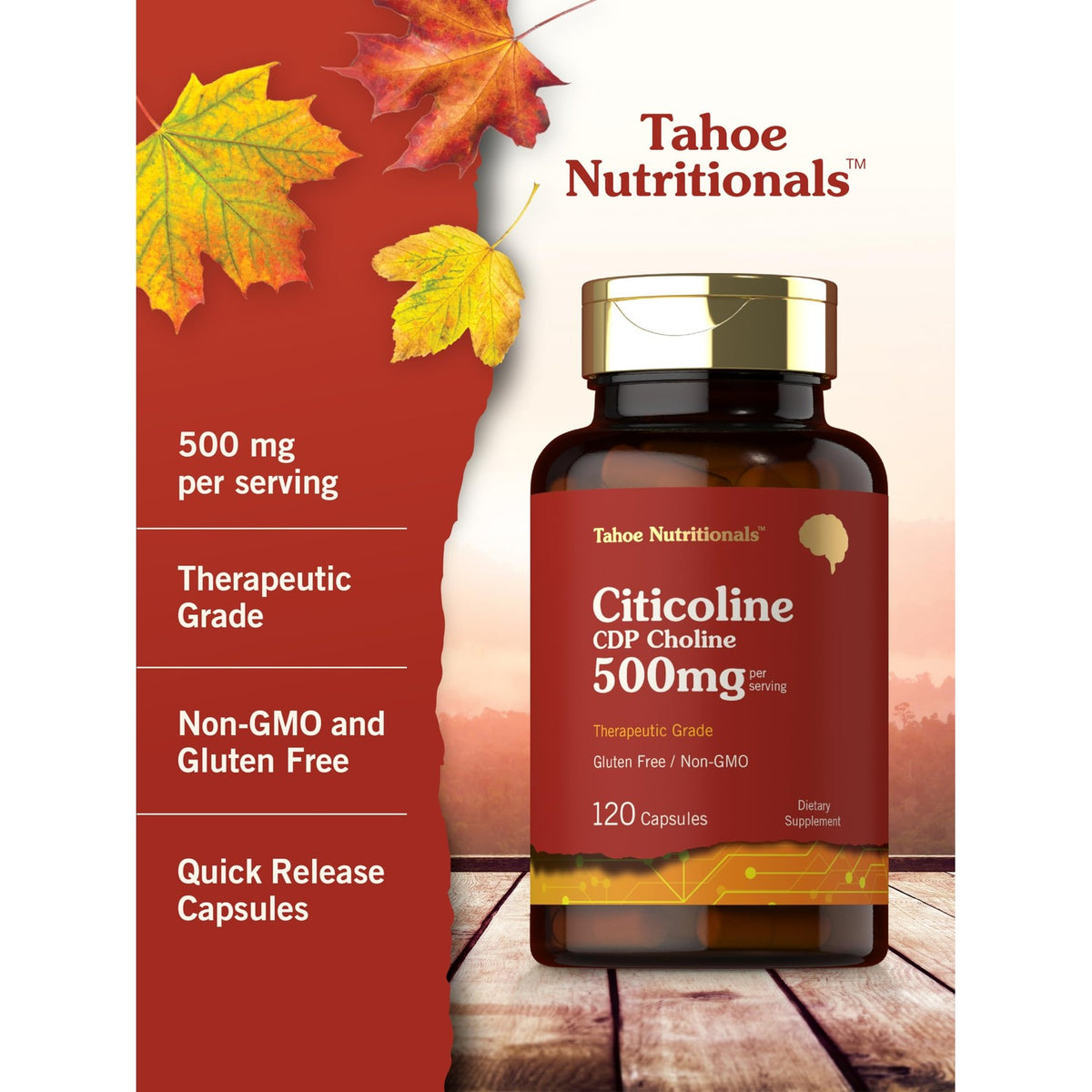Tahoe Nutritionals Citicoline Supplement | 500mg | 120 Capsules