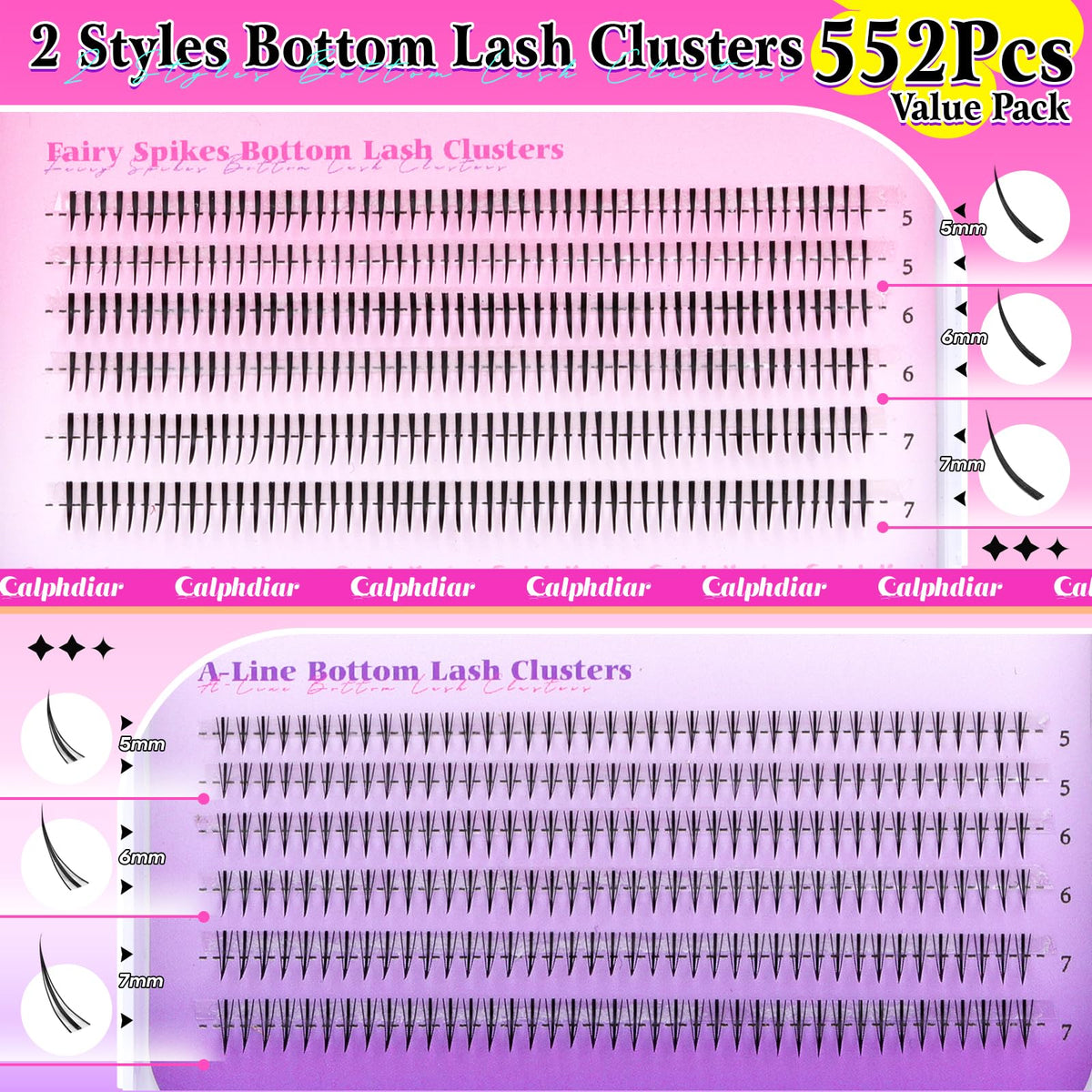 Calphdiar's Fairy Eye Bottom Lash Clusters, 552 pieces, available online for a stunning look. Order now for beautiful lashes!