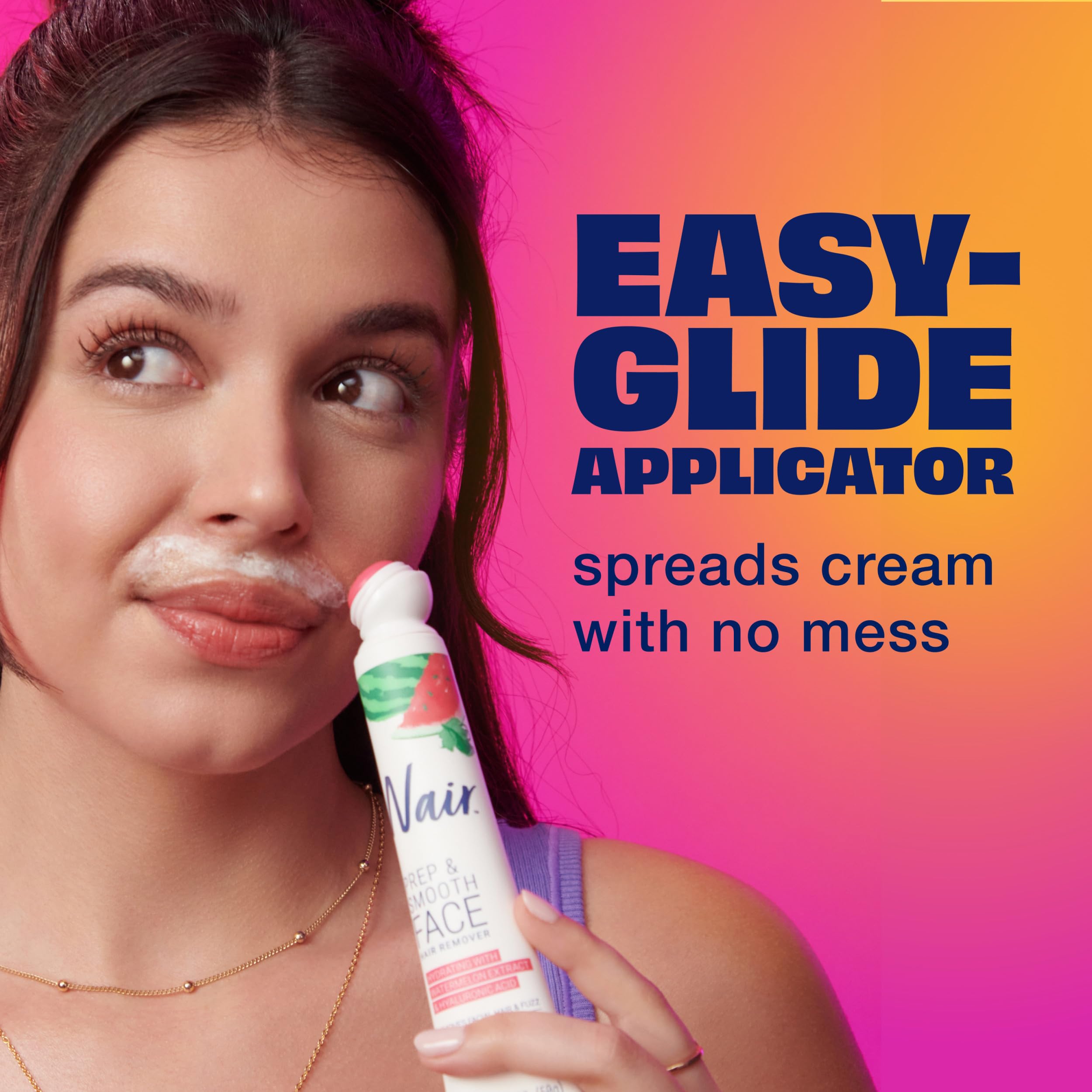 NAIR Prep & Smooth Face Exfoliating Depilatory Cream for Women - Effective Hair Removal for Smooth Skin with Hyaluronic Acid, 1.76 oz | Dermatologist-Tested, Hyaluronic Acid, Watermelon Extract, Face Fuzz Removal, Upper Lip, Chin & Cheek Hair Removal