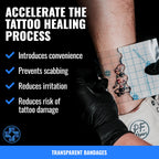 Saniderm - Tattoo Aftercare Bandage 10 Sheets - 4 x 4 Inch Small Pack | Contains Waterproof, Sterile, Latex-Free Bandage Sheets and Medical-Grade Tattoo Aftercare Film for Fresh Ink Protection.