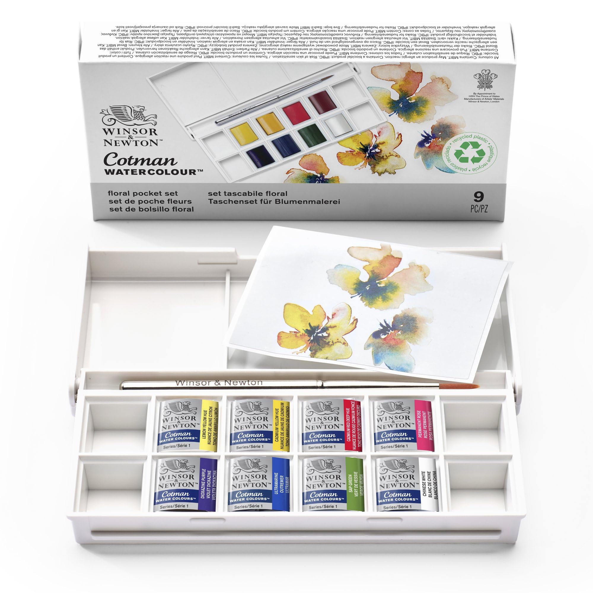 Buy now Winsor & Newton Cotman Watercolor Paint Set, Field Pocket Set, 12 Half Pan w/ Brush, Sponge, Bottle 8 Half Pan Floral Colors at indiglob india