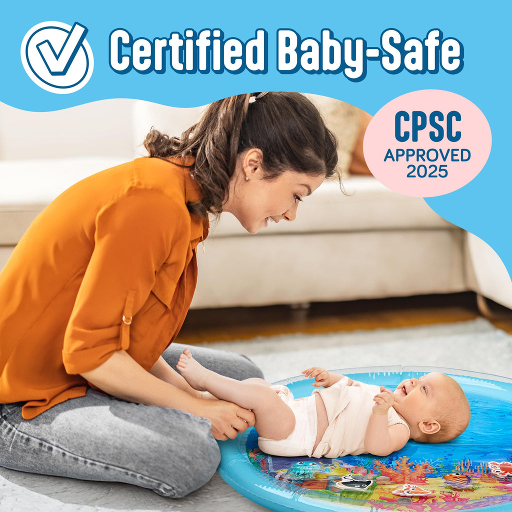 SplashEZ Lights Up Tummy Time Water Mat for Babies, 30" X-Large