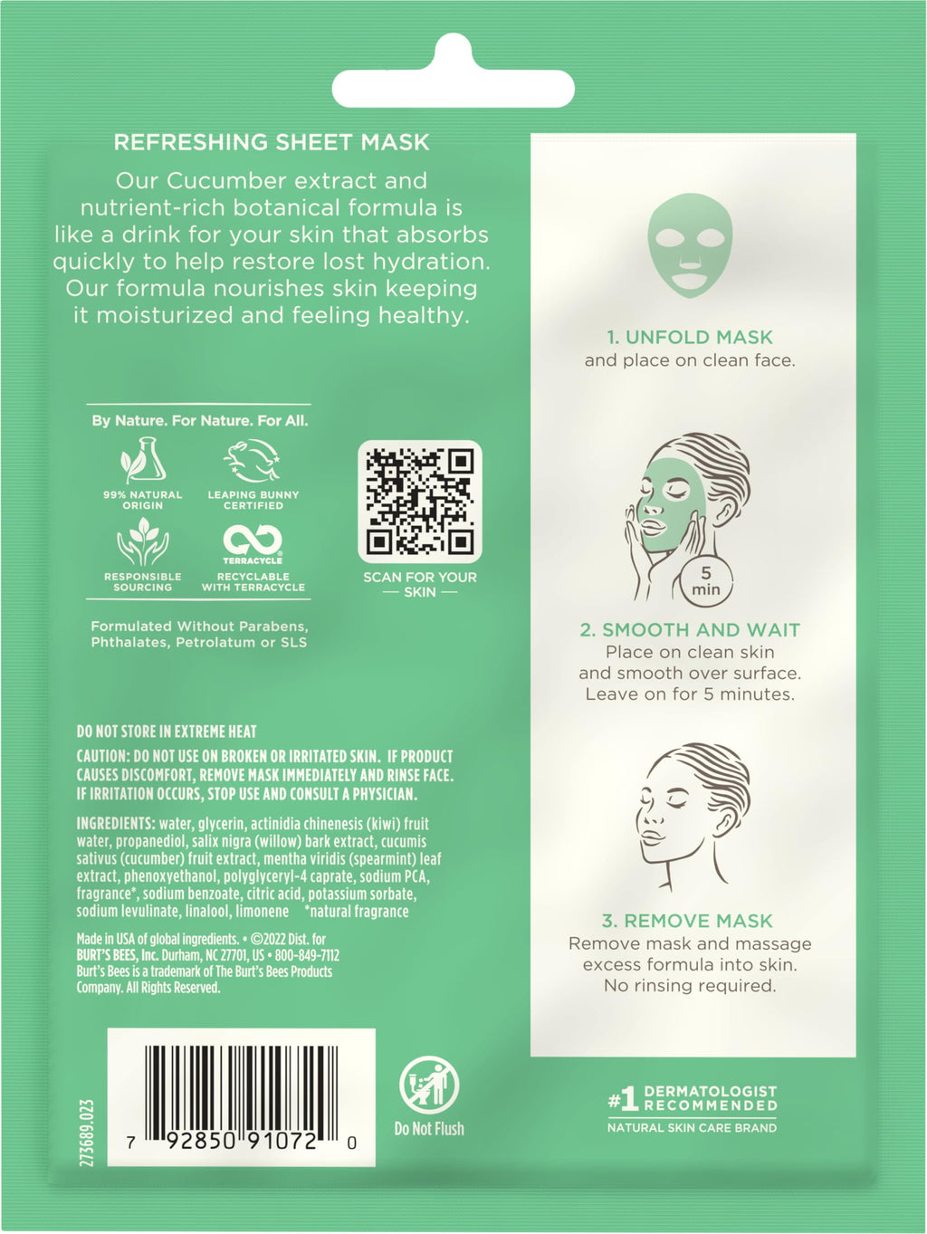 Buy now Burt's Bees Refreshing Sheet Face Mask with Cucumber, Pack of 6 at indiglob india