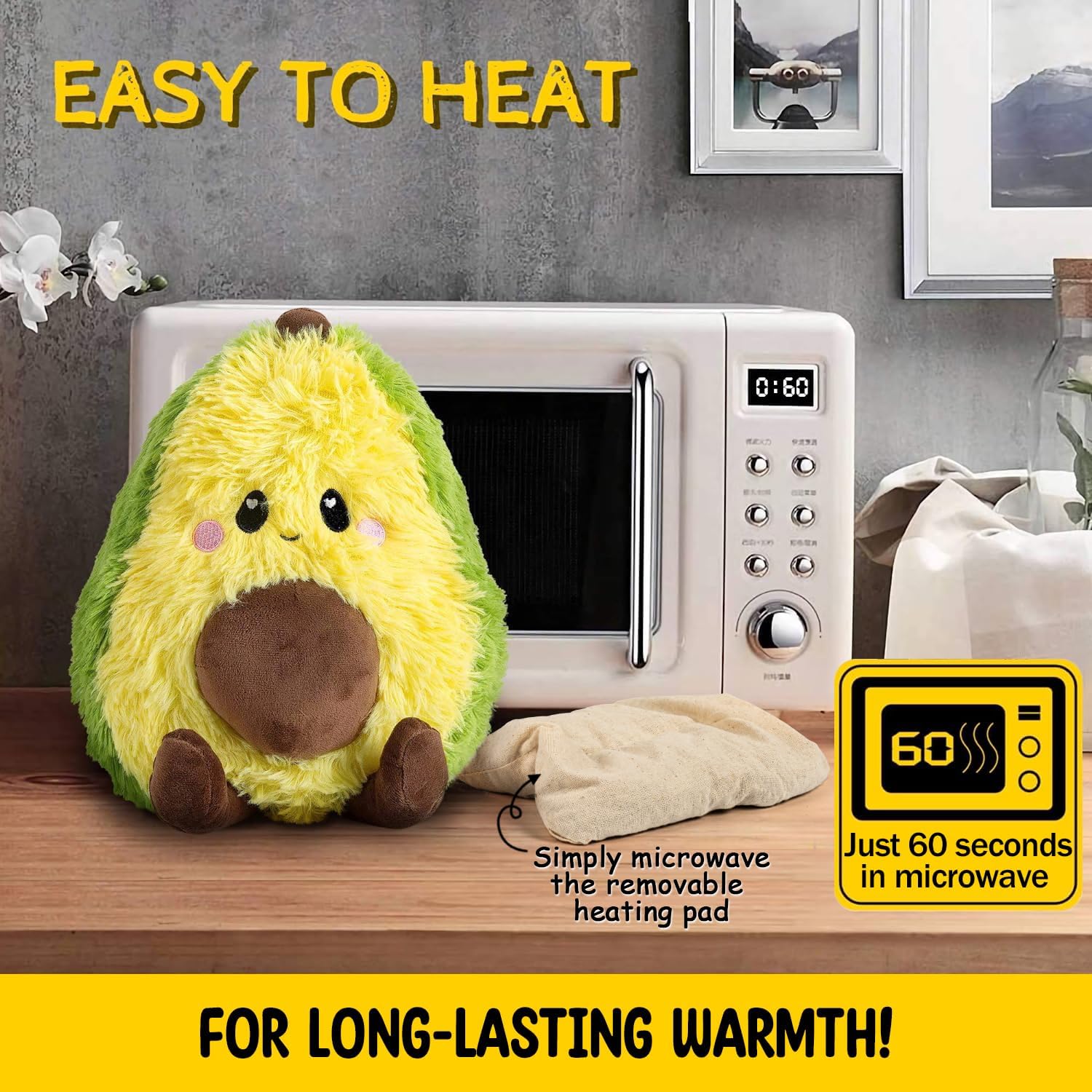 Buy now Happy Fuel Avocado Microwavable Unscented 1.5lbs Heating Pad For Women And Kids- Cute Soft Cozy Pillow Plush Heatable Warm Stuffed Animals- Kawaii Hot & Cold Plushie Food Toy - Avocado Gifts For Girls at indiglob india
