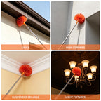 Cobweb Duster with Extension Pole, 90" Spider Web Brush, Orange