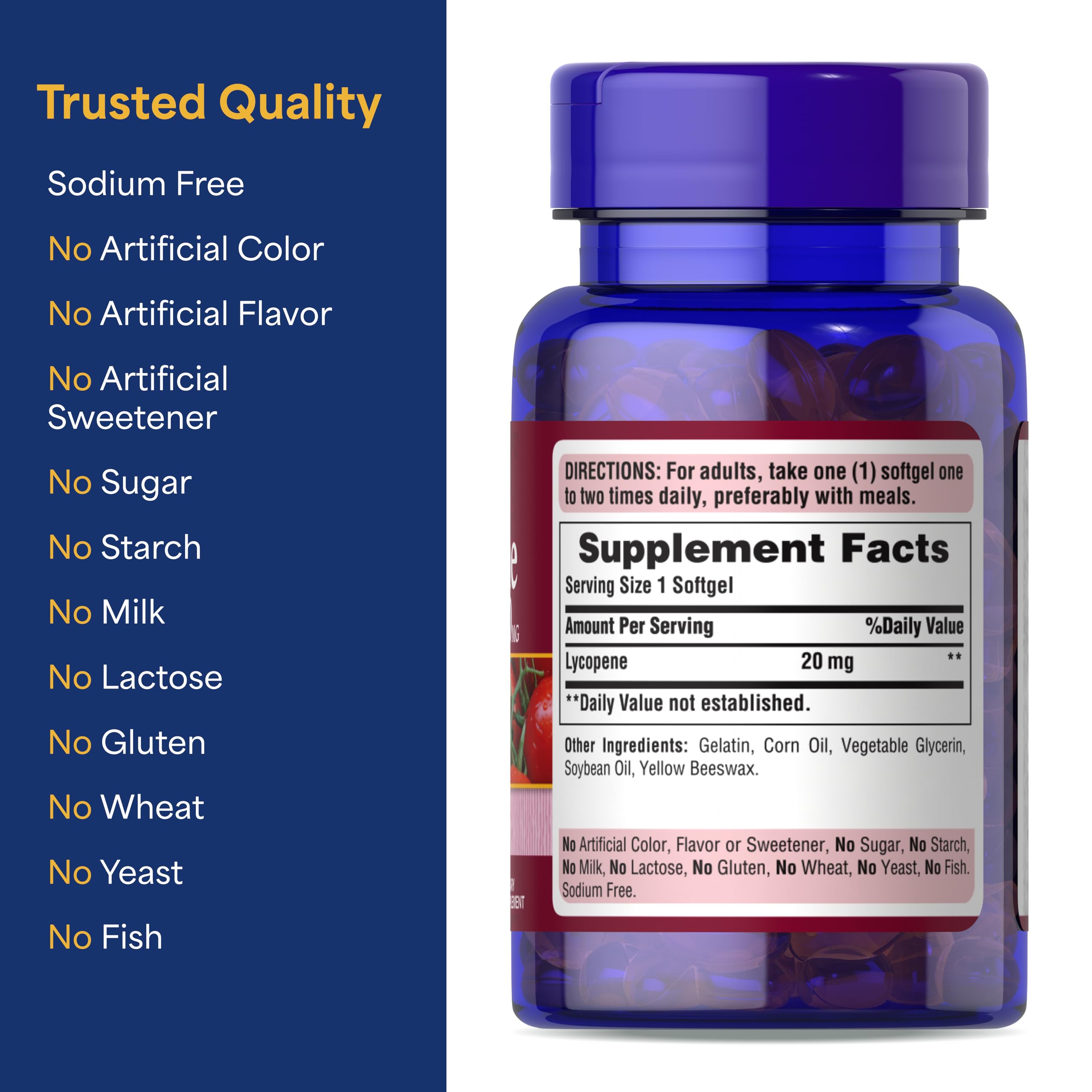 Puritan's Pride Premium Lycopene 20mg, 60 Rapid Release Softgels