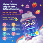 Kids Sleep Gummies, NO Melatonin Sleep Aid Gummies w/ Magnesium Glycinate, Magnesium Malate, L-Theanine, Lavender, B6, Zinc, D3K2 for Restful Sleep, Relax Brain & Muscle, Immune Support, Non-GMO 2Pack