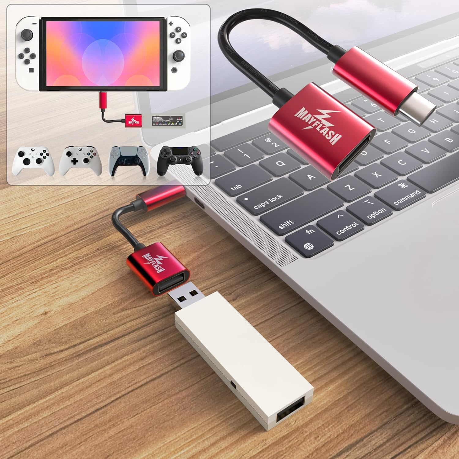 Buy now MAYFLASH Magic NS Wireless Bluetooth Controller USB Adapter for Switch/Switch 2, Steam Deck, macOS, Windows, Raspberry Pi, Compatible with Xbox Series S/X,PS5 Controller and More at indiglob india