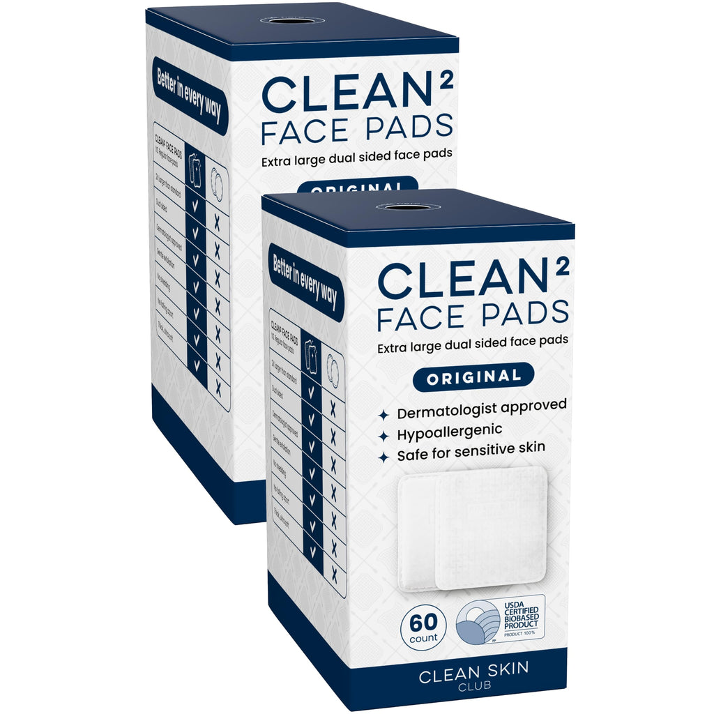 Clean Skin Club Clean² Pads 2.0 [NEW & Improved Edges] Guaranteed Not to Shed & Tear Face Pads, Unique Triple Layers, Textured & Ultra Soft Side, Organic Disposable Cotton, Pair with Makeup Remover