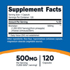 Nutricost Bromelain 500mg, 120 Vegetarian Capsules, 1200 GDU, Non-GMO, Gluten Free | Bromelain (1200 GDU), GMO-Free