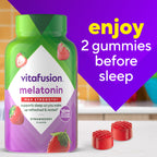 Vitafusion Melatonin Gummies | 10mg | 100 Count | Max Strength Gummy for Adults | Strawberry Flavor | Gluten-Free Supplement