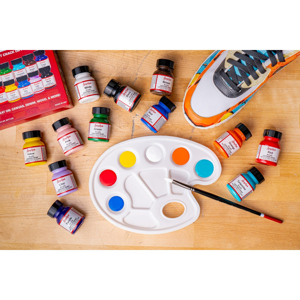 Angelus Acrylic Leather Paint, Best Sellers Kit, Flexible Paint For Shoes, Sneakers, Leather, Canvas, Furniture, and More - 12 Colors (1 oz Each)