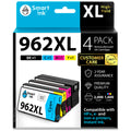 Smart Ink Remanufactured Ink Cartridges Replacement for HP 962XL 962 XL Combo Pack (962XL Black, Cyan, Magenta, Yellow) to use with OfficeJet Pro 9015e 9018e 9025e 9012e 9015 9010 9012 9018 9020 9025