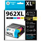 Smart Ink Remanufactured Ink Cartridges Replacement for HP 962XL 962 XL Combo Pack (962XL Black, Cyan, Magenta, Yellow) to use with OfficeJet Pro 9015e 9018e 9025e 9012e 9015 9010 9012 9018 9020 9025