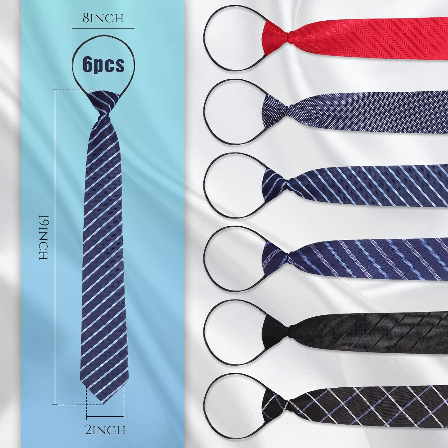 Buy now Geyoga 6 Pcs Zipper Ties for Boys Pre Tied Necktie Silky Skinny Ties for Men Long Striped Plaid Tie Novelty Neckties for Business Wedding (Classic Color) at indiglob india