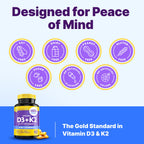 InnovixLabs D3 K2 Vitamin 5000 IU Supplement with Vitamin A (60 Softgels) (Pack of 2)