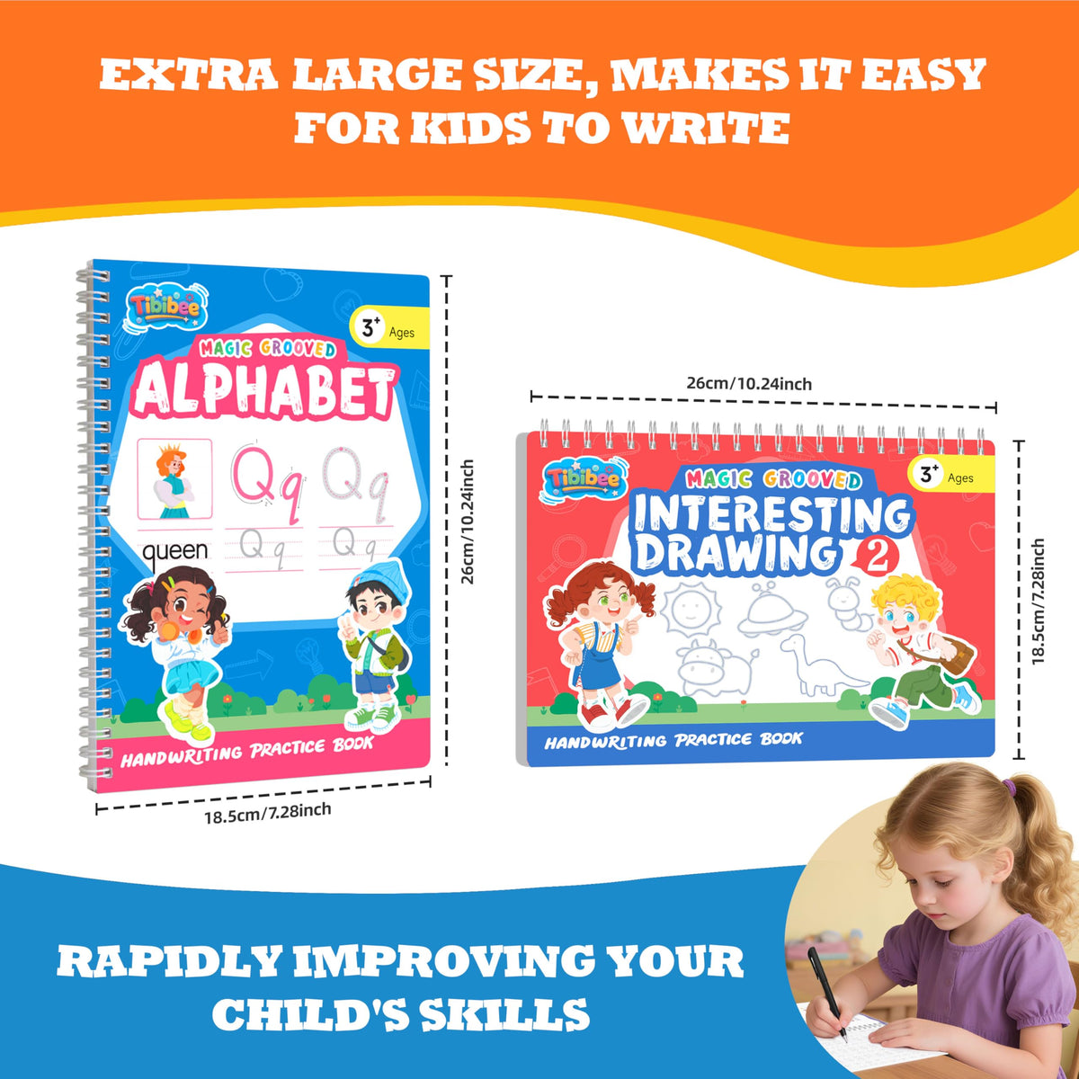 Magic Grooved Writing Practice for Kids, Reusable Grooved Workbook