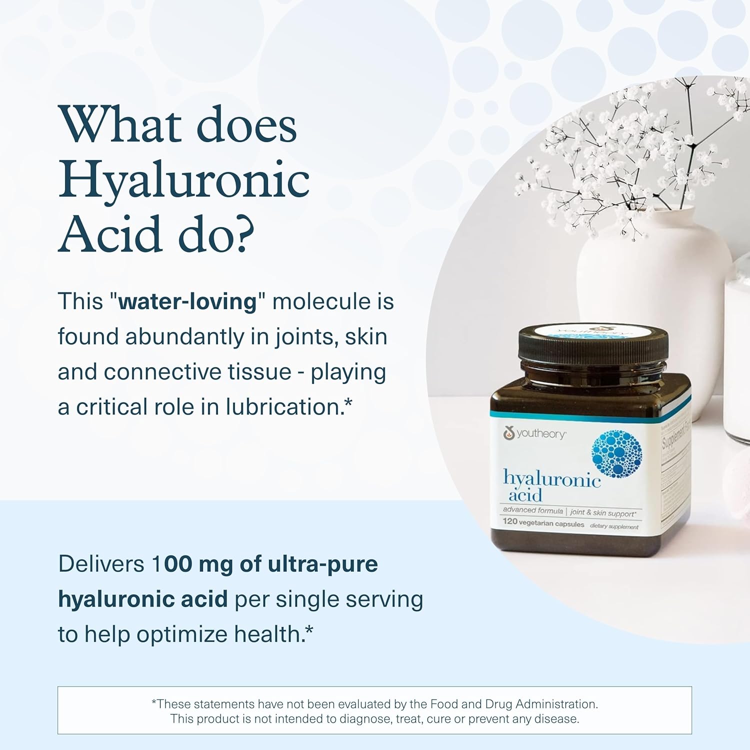 Buy now Youtheory Hyaluronic Acid Advanced Formula - Joint Support Supplement with Boswellia Extract* - Skin Health Supplement - Dairy, Soy & Gluten Free - 120 Vegetarian Capsules at indiglob india