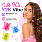 80Pcs Mini Butterfly Hair Clips for Women, 10 Glitter Colors, 0.6inch/1.5cm Tiny Claw Clips, 90s Y2K Hair Accessories, Small Butterfly Hair Clips with Storage Box